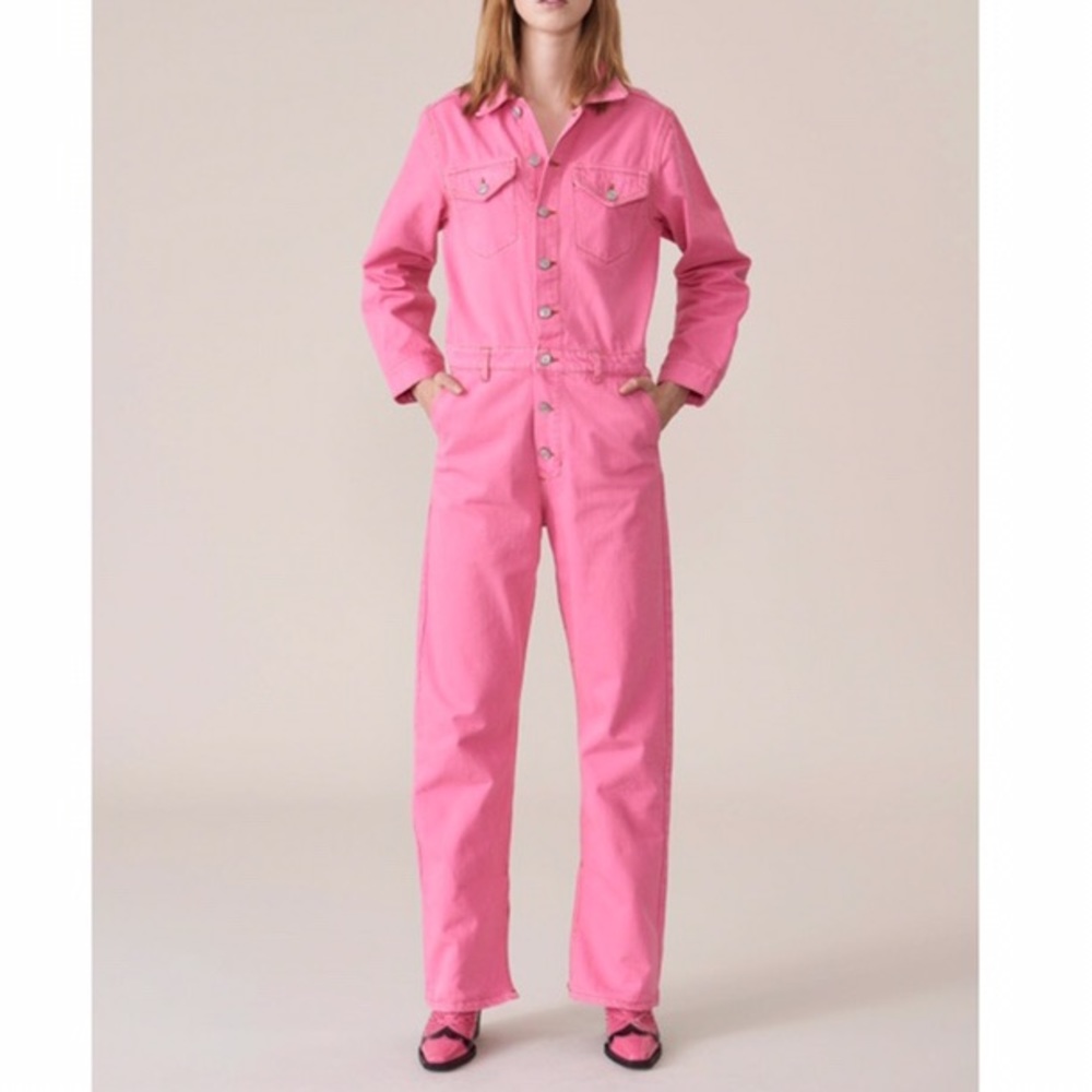 Ganni Pink Denim Jumpsuit 40 (US 8)